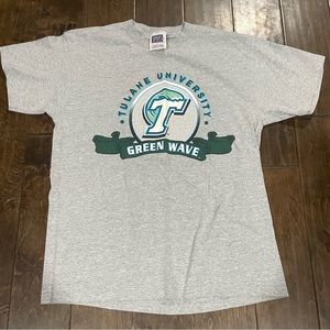 Vintage 90s Tulane University Green Wave T-shirt Sz L Sport Attack